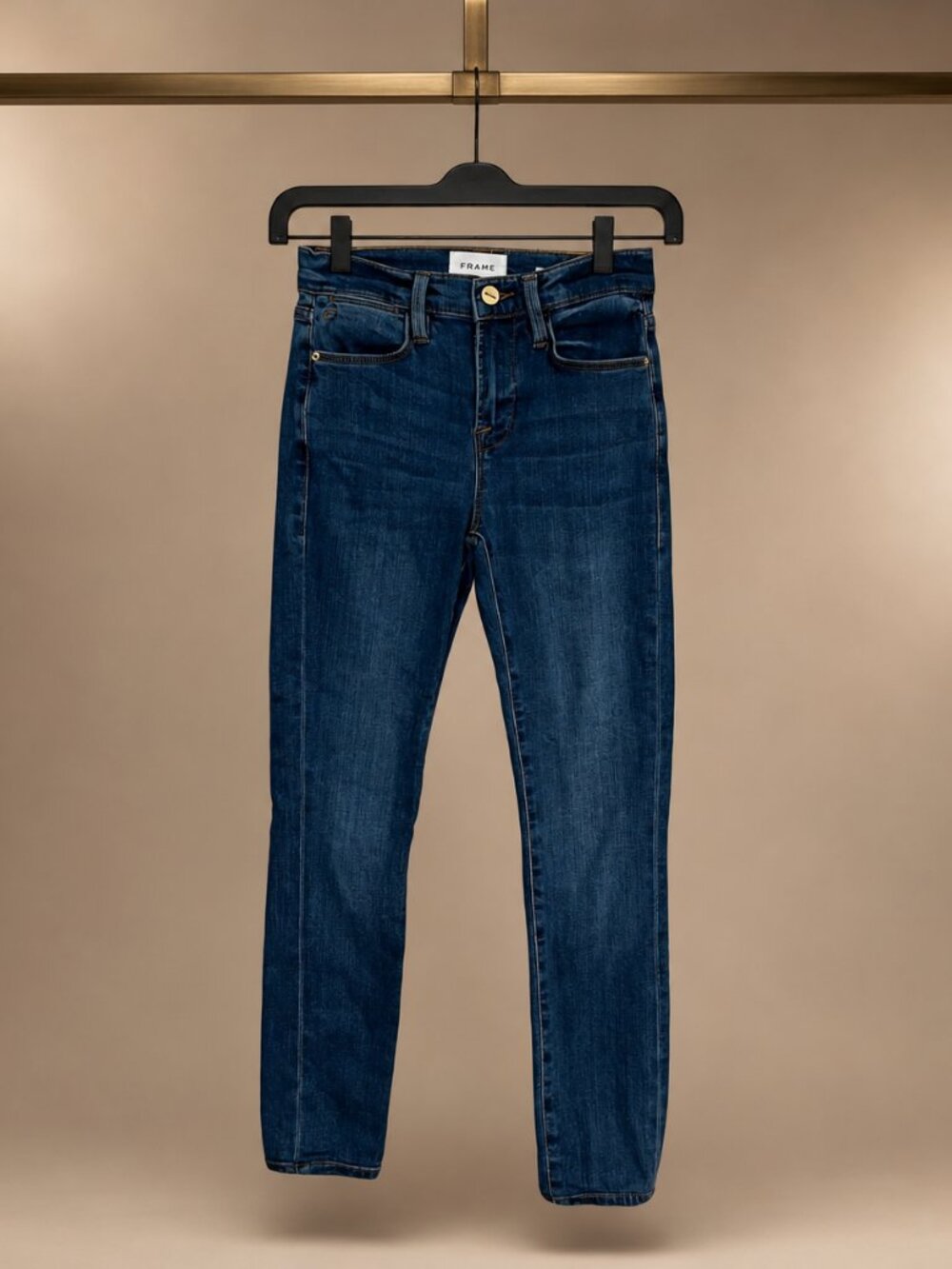 FRAME Le High Skinny Jeans Womens 23 Dark Wash Blue Stretch Denim High Rise